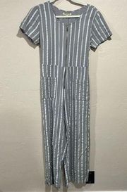 Grey Striped Jumpsuit- Medium