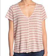 PST Nordstrom Oversize Tee XS Womens Stripe Soft Top NWOT Tan Red Casual Shirt