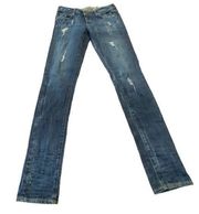 Medium wash PAIGE Skyline slim straight leg distressed jeans size 26