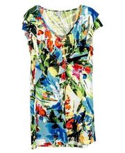 Maggy London Women's Abstract Flutter Sleeve Top Dress Multicolor Size 10