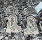 Silver Cowgirl Boot Earrings