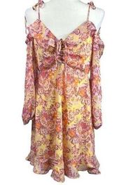 Rewind Floral Cold Shoulder Cut Out Dress Size XL