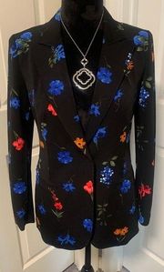 T Tahari Black Floral Blazer