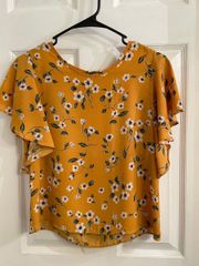 Sienna Sky Yellow Floral Flutter Sleeve Blouse