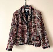 SAG HARBOR | Tweed Fringe Blazer Jacket Sz 18