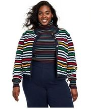 [La Ligne] x Target Navy Blue Textured Striped Cardigan Sweater Chunky Knit 2X