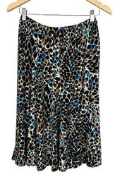 Chicos 1‎ Midi Skirt Medium Multicolor Pattern A-Line Pull On Stretch Pleated M