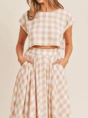 Gingham Plaid Crop Top & Midi Skirt 