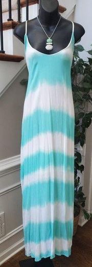 Vanilla Bay Womens Blue White Rayon Scoop Neck Sleeveless Long Maxi Dress Large