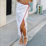 Lou Wrap Maxi Skirt White