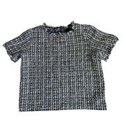 Factory Top Womens Small Tweed Short Sleeve Multicolor