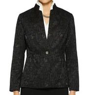 Misook Satin & Velvet Blazer Black Textured Single Button Closure Size XL