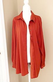 Long Sleeve Burnt Orange Oversized Button Down Top Size Medium