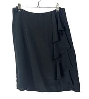 Merona Black Ruffle Side Straight Pencil Skirt 6