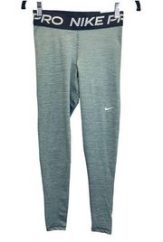 Nike  Pro 365 Womens Leggings Gray Size S Full Length Tight Fit Mesh Calf Midrise