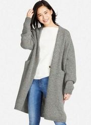 NWT new uniqlo melange wool hooded knitted coat xs