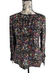 Derek Lam  Black Floral Long Sleeve Blouse Top Size 0