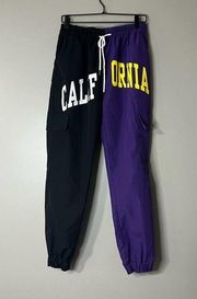 California Letter Spell Out Two Tone Drawstring Jogger Pants Size L