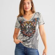 NWT AFFLICTION MIDNIGHT MYSTIC RHINESTONE WOMEN TEE SZ 2X