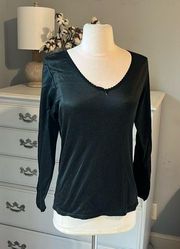 Cuddl Duds Vintage Black Camisole Long Sleeve Lightweight Womens Small