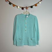 Vintage Castleberry turquoise knit sweater embellished buttons