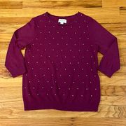 Elegant  Pearl Embellished Sweater Sz M