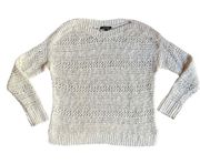 Ann Taylor Womens Small Cream Linen Knit Woven Sweater
