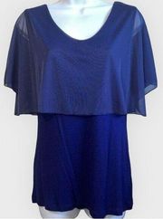 The Limited Indigo Tank With Cape Style Chiffon Overlay NWT $40 Size Small