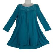 Motherhood Teal / Green Lace Long Sleeve Blouse Sz S