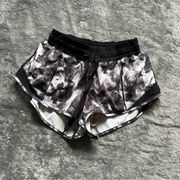 Lululemon size 2 Hotty Hot shorts black grey white printed