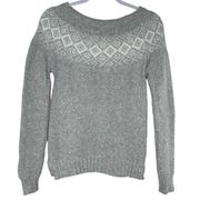 Marine Layer Women's Gray Diamond Print Fair Isle Wool Blend Sweater Size XS