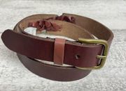 Lucky Brand Belt NWT Oxblood Leather Sz Small Gold Metal Maroon Brown Color