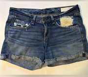 Rag & Bone Low Rise Dark Wash Cuff Hem Distressed Ripped Denim Shorts - Size 25