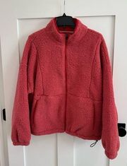 Zelos Sherpa Full Zip Jacket, Size L, Rose Rouge, super soft and cozy comfy