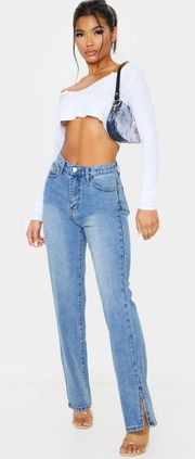 Split Hem Straight Leg Jeans