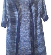 Dress Barn Light Sweater Hoodie Blue Gray Open Front Womens Small