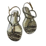 Badgley Mischka snakeskin jeweled flat sandals size 6.5