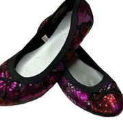 Cherokee Sparkle Sequin Purple and Red Flats Size 2