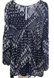 Patrons of Peace Paisley Print Bohemian Mini Dress. Size Large.