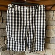 JONES NEW YORK Stretch Black & White Check Bermuda Shorts. Size 6. VGUC!