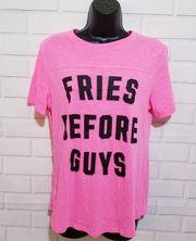 PINK - Victoria's Secret Pink VS Fries Before Guys Print Basic T Shirt