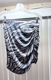 LNA WOMENS RUCHED RIBBED MINI SKIRT GREY ZEBRA PRINT SIZE S NEW P1-45