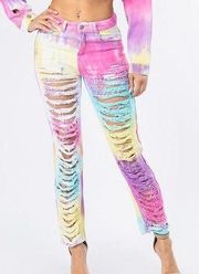 Tie Dye Distressed Jeans