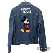 Disney Women’s Jean Blue Denim Jacket Mickey Mouse Needle Punch Back Medium