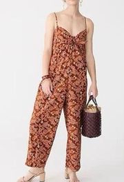 J.Crew Tie Front Wide Leg Cotton Jumpsuit in Vintage Vines Size 14 NWOT