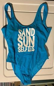 “Sand, Sun, Selfies” NoBo Juniors One-Piece Bathing Suit