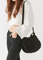 Urban Outfitters Callie Drawstring Saddle Bag Suede Black Crossbody Purse
