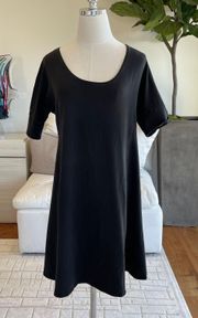 Eileen Fisher Black Scoop Neck Stretch Knit Classic Midi Dress Size M