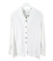 Bryn Walker White Tencel Button Up Top Lagenlook M