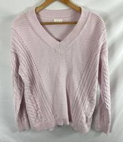 caslon cable knit v neck sweater periwinkle size medium